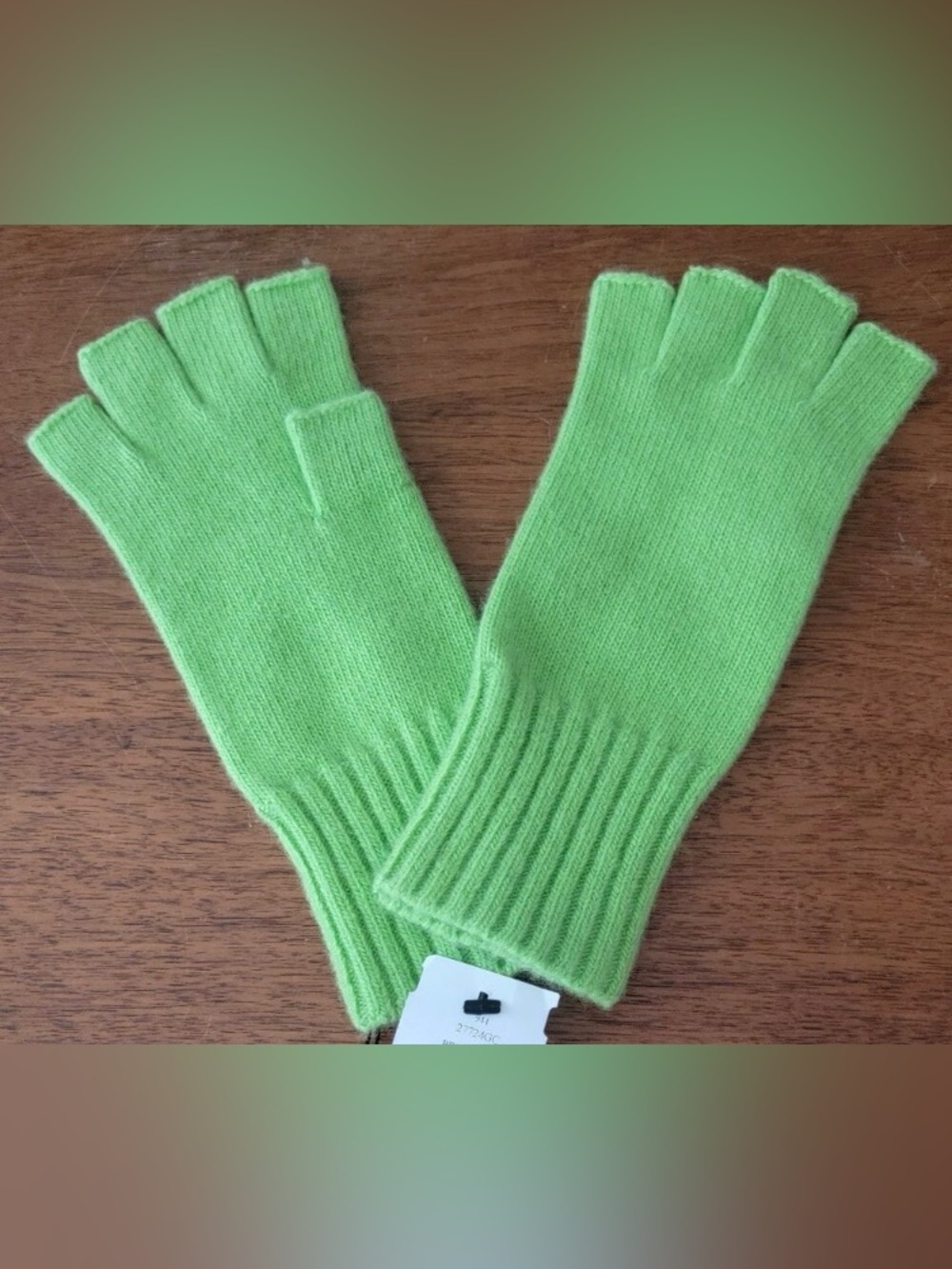 Men Lime Green Fingerless Mittens